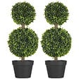 HOMCOM - Lot de 2 arbres buis artificiel double boules avec tronc et pot inclus - H.60 cm PE vert - vignette