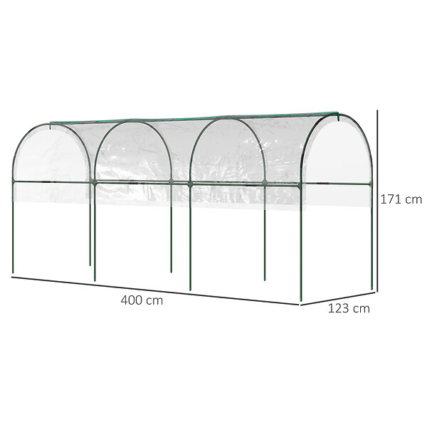 OUTSUNNY - Serre de jardin serre à tomates dim. 4L x 1,23l x 1,71H m acier thermolaqué vert PVC haute densité transparent - large
