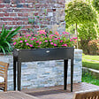 OUTSUNNY - Jardinière sur pied carré potager 100L x 30l x 80H cm - trou drainage - acier galvanisé noir - vignette