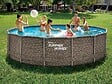 SUMMER WAVES - Piscine tubulaire Active Frame Pool ronde effet rotin 4,57 x 1,06 m - Summer Waves - vignette