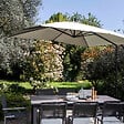 OVIALA - Parasol déporté 3x3m et 4 dalles à remplir acier blanc  - Genova - vignette