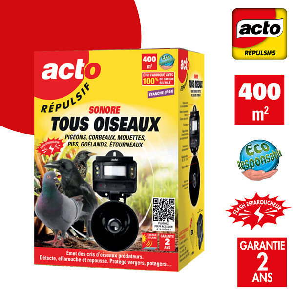 ACTO - Repulsif sonore solaire oiseaux - large