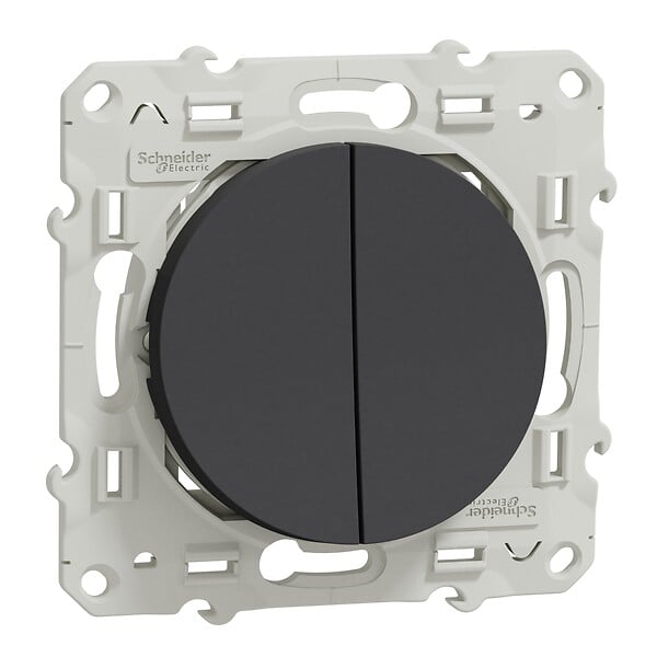 SCHNEIDER ELECTRIC - Odace - va-et-vient + poussoir anthracite - 10A - large