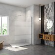AICA SANITAIRE - AICA paroi de douche à l'italienne 120x190cm en 6mm verre avec bandes horizontales sérigraphiées, livré avec barre de fixation extensible 70-120cm en cylindrique - vignette