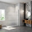 AICA SANITAIRE - AICA paroi de douche à l'italienne 140x190cm en 6mm verre avec bandes horizontales sérigraphiées, paroi latérale fixe sans receveur de douche - vignette