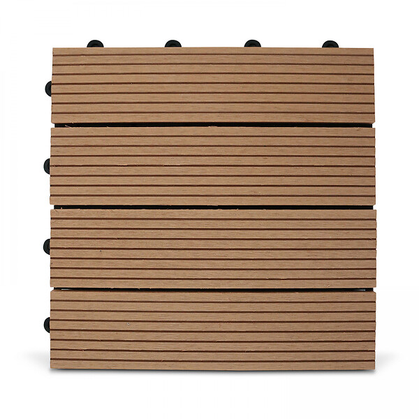 OVIALA - Lot de 96 dalles clipsables bois synthétique marron - Padang - large