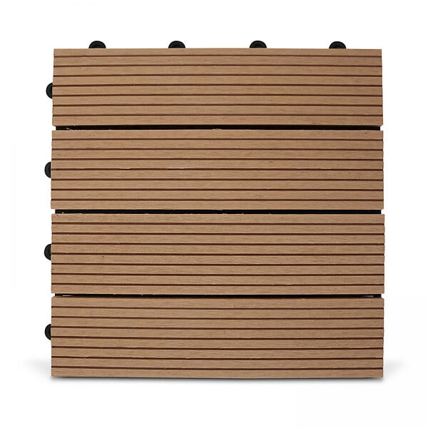 OVIALA - Lot de 16 dalles clipsables bois synthétique marron - Padang - large