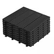 OVIALA - Lot de 8 dalles clipsables en bois synthétique gris foncé - Batam - vignette