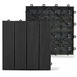 OVIALA - Lot de 8 dalles clipsables en bois synthétique gris foncé - Batam - vignette