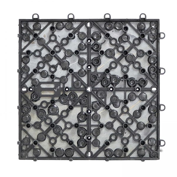 OVIALA - Lot de 40 dalles clipsables en pierre noir - Kobe - large