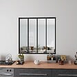 AICA SANITAIRE - AICA Verrière Atelier en aluminium noir mat L.123xH.108cm 4 verres transparents inclus, Verrière fixe kit de verrière et vitrage - vignette