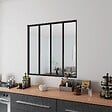 AICA SANITAIRE - AICA Verrière Atelier en aluminium noir mat L.123xH.108cm 4 verres transparents inclus, Verrière fixe kit de verrière et vitrage - vignette
