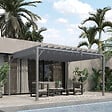 OUTSUNNY - Pergola lames orientables dim. 3,9L x 2,95l x 2,13H m structure alu. acier époxy polyester gris - vignette