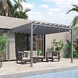OUTSUNNY - Pergola lames orientables dim. 2,9L x 2,95l x 2,13H m structure alu. acier époxy polyester gris - vignette