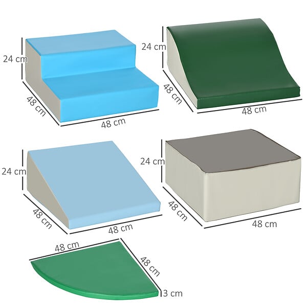 HOMCOM - 6 blocs de construction en mousse XL - modules de motricité - jouets éducatifs - certifiés normes EN71-1-2-3 - mousse EPE revêtement PU multicolore - large