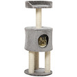 PAWHUT - Arbre à chat griffoirs sisal naturel arbre à grimper H.103 cm niche plateforme d'observation peluche grise - vignette