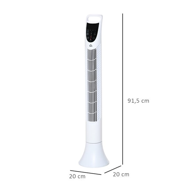 HOMCOM - Ventilateur colonne tour oscillant silencieux 40 W télécommande panneau contrôle tactile 3 vitesses H.91,5 cm blanc - large