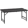 OUTSUNNY - Table de jardin pliable 4 personnes table de camping pliable hauteur réglable acier époxy plateau HDPE aspect bois gris - vignette