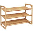 HOMCOM - Étagère à chaussures bambou 3 étagères style naturel dim. 76L x 33l x 51H cm - vignette