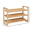 HOMCOM - Étagère à chaussures bambou 3 étagères style naturel dim. 76L x 33l x 51H cm - vignette