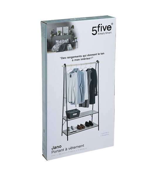 5 FIVE SIMPLY SMART - Penderie Portant à vêtements avec 2 étagères H 165 cm - large