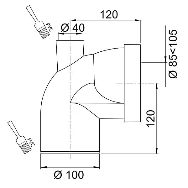 WIRQUIN - Pipe rigide courte coudee male - large