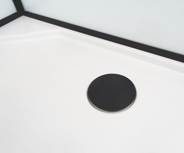 ONDEE - Cabine de douche GONEA - 140 x 80 cm - Accès de face - Profilés aluminium - Noir mat - large