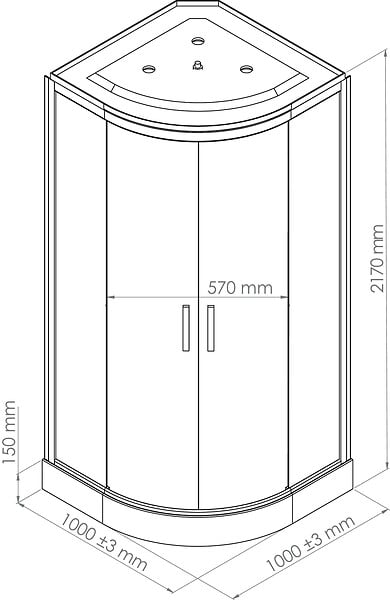ONDEE - Cabine de douche hydromassante - SKADI - radio- Chromothérapie LED - 1/4C 100 cm - Noir - large