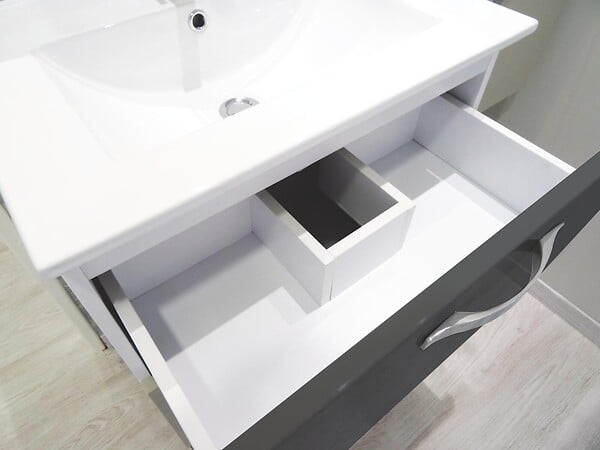 ONDEE - 2 Façades de tiroir MIXY - pour meuble de salle de bain - 60cm - Gris - Laqué - large