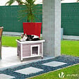 VOUNOT - Maison pour Chat en bois avec toit bitumé autoportant et porte à lamelles PVC Gris - vignette