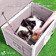 VOUNOT - Maison pour Chat en bois avec toit bitumé autoportant et porte à lamelles PVC Gris - vignette