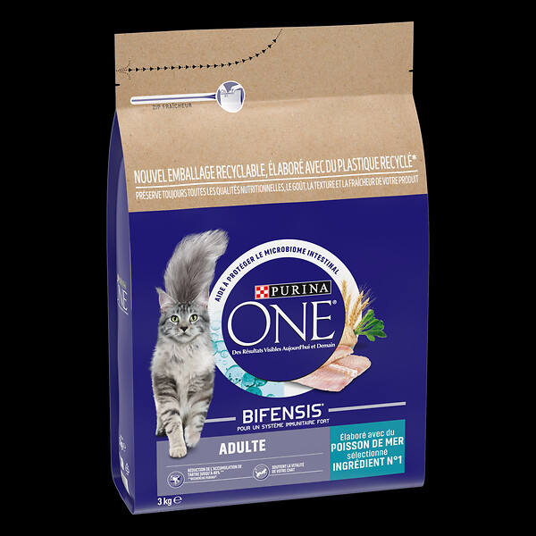 ONE - Croquettes chat adulte - Poisson de mer et Céréales complètes - 3kg - large