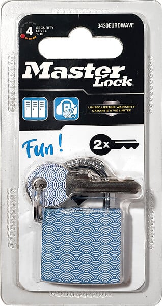 MASTER LOCK - Cadenas en métal massif 30mm - 2 clés personnalisées - motif imprimé - large