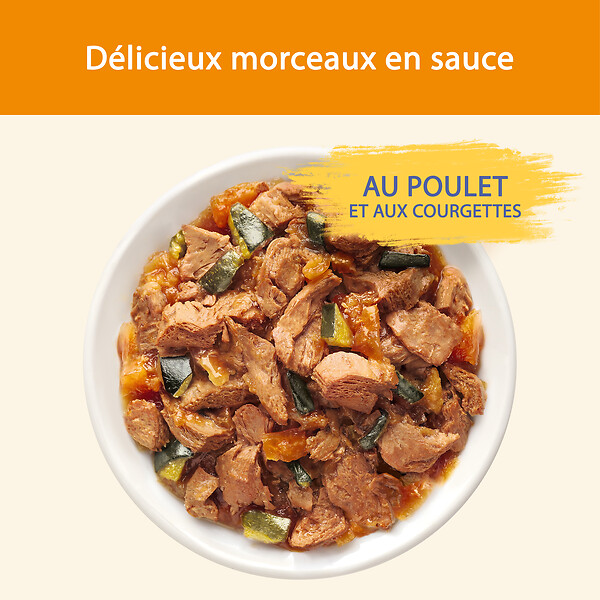 CAT CHOW - Sachets repas chat adulte - Poulet et Courgettes - 10x85g - large
