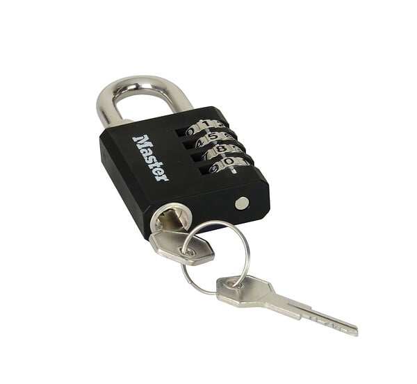 MASTER LOCK - Cadenas combinaison avec clé de secours 40mm - corps en zinc - large