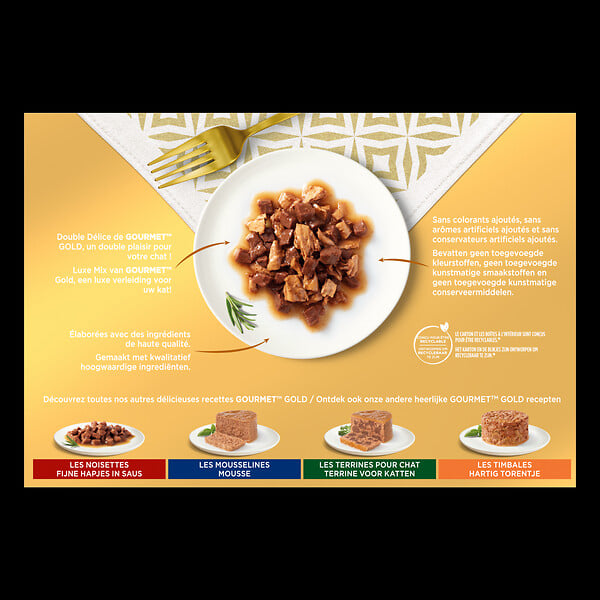 GOURMET - Boite repas chat adulte Double Délice - 12x85g - large