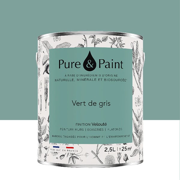 PURE&PAINT - Peinture végétale - Velouté - Vert de gris - 2,5L - large