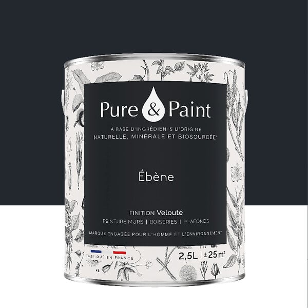 PURE&PAINT - Peinture végétale - Velouté - Ebène - 2,5L - large