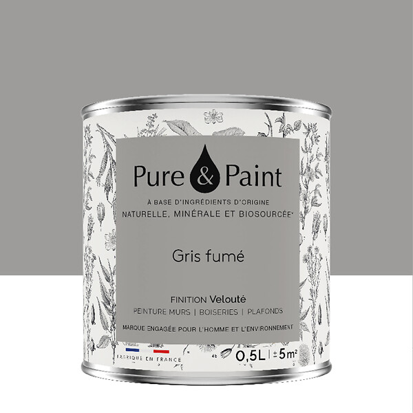 PURE&PAINT - Peinture velouté Pure & Paint - Gris fumé - 0.5L - large