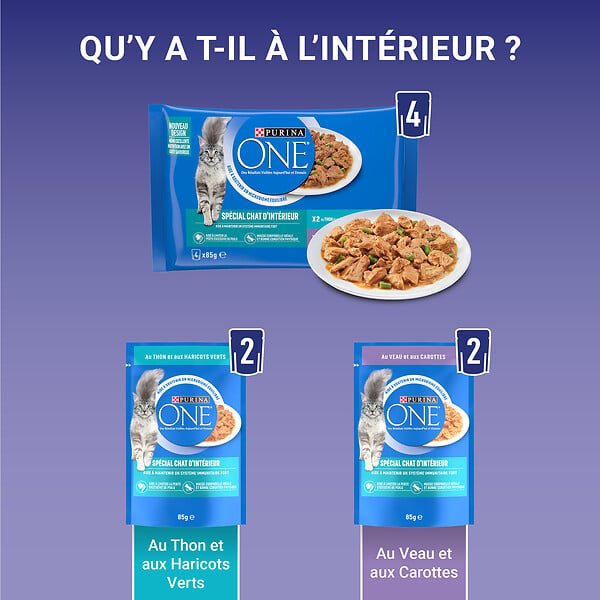 ONE - Sachet chat d'intérieur - Thon-Veau - 4x85g - large