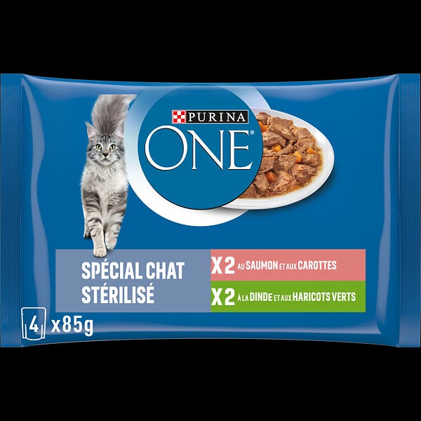 ONE - Sachets repas chat stérilisé - Saumon-Dinde - 4x85g - large