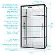 AURLANE - Cabine de douche 110x80cm / Receveur Bas - Verre transparent sérigraphié et Blanc - Profilés Noir - vignette