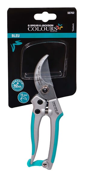 SPEAR & JACKSON - Sécateur bimatière 18 cm bleu - large