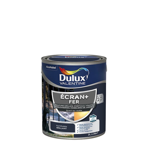 DULUX VALENTINE - Peinture extérieure Fer Ecran+ Dulux Valentine Brill- Nuit Etoilée 2L - large