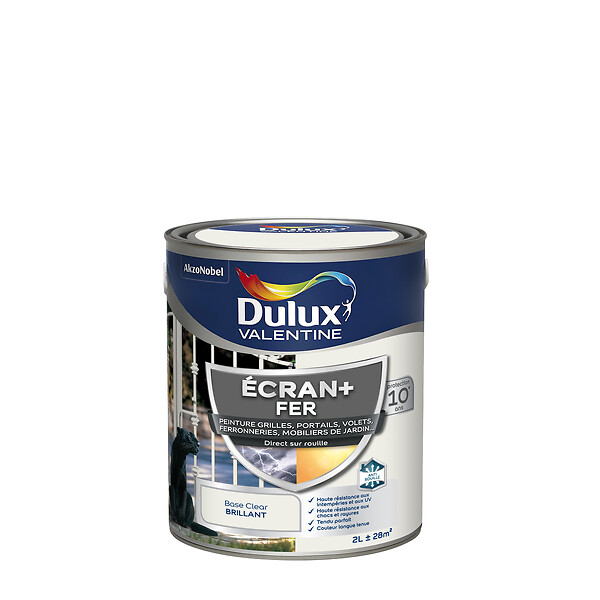 DULUX VALENTINE - Peinture extérieure Fer Ecran+ Dulux Valentine Brillant- Base Clear 2L - large