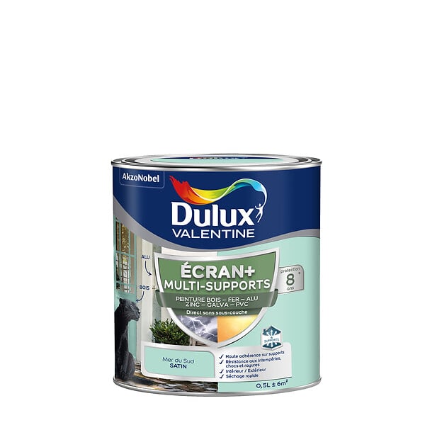 DULUX VALENTINE - Peinture Ext M/Sup Ecran+ Dulux Valentine Satin - Mer du Sud 0,5 L - large