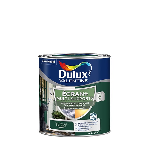 DULUX VALENTINE - Peinture Ext M/Sup Ecran+ Dulux Valentine Satin - Vert Basque 0,5 L - large