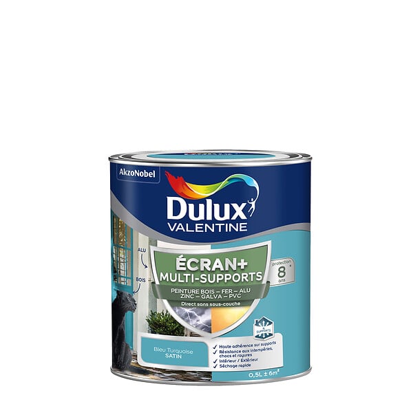 DULUX VALENTINE - Peinture Ext M/Sup Ecran+ Dulux Valentine Satin - Bleu Turquoise 0,5 L - large