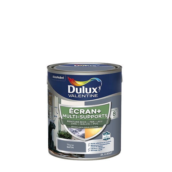 DULUX VALENTINE - Peinture Ext M/Sup Ecran+ Dulux Valentine Satin - Titane 2 L - large