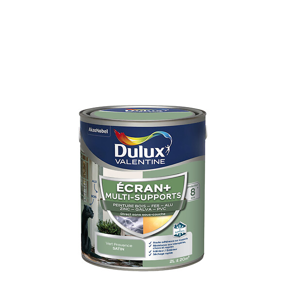 DULUX VALENTINE - Peinture Ext M/Sup Ecran+ Dulux Valentine Satin - Vert Provence 2 L - large